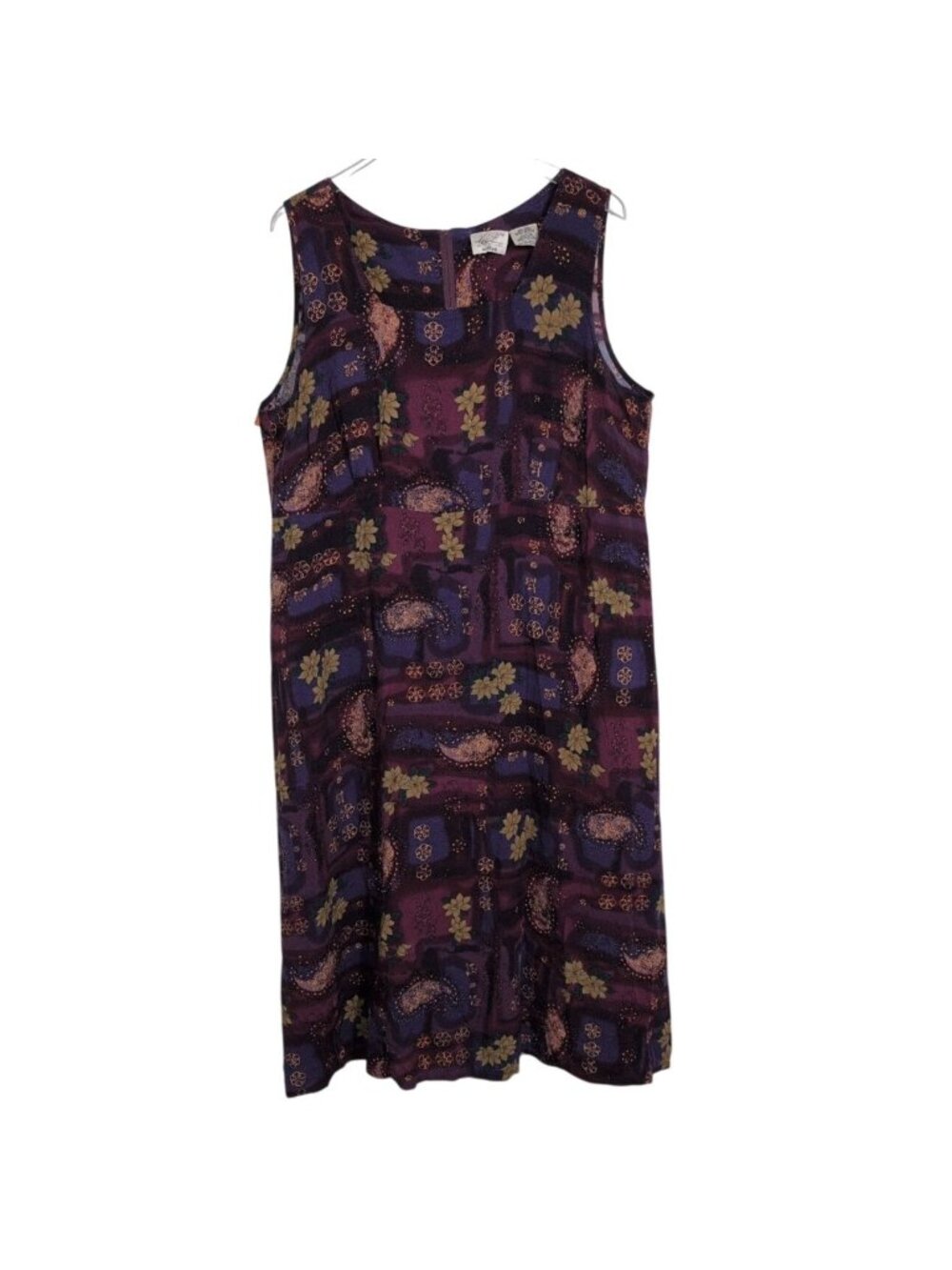 Vintage Whimsigoth Midi Dress Womens Size 22W Purple Floral Paisley Grunge Boho